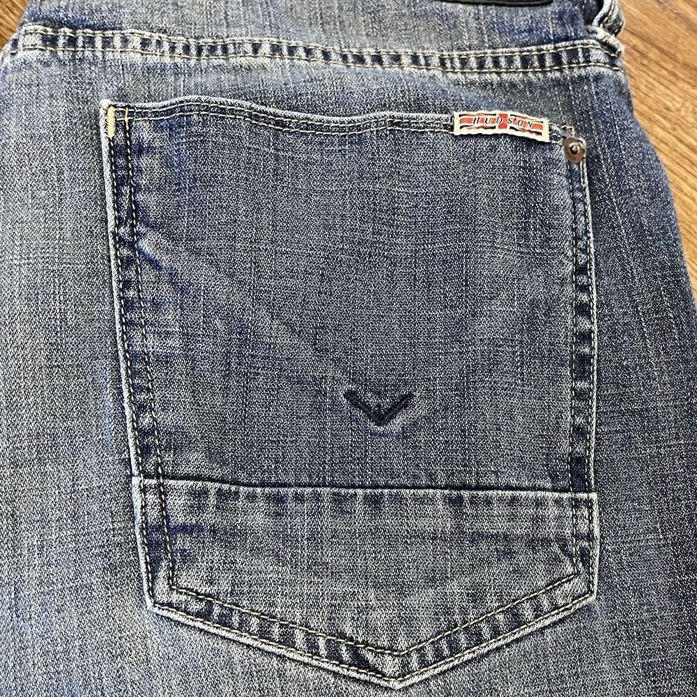 Hudson Jeans Men's Size 34 Blue Denim Byron Straight Leg Distressed 5-Pockets - Picture 3 of 14